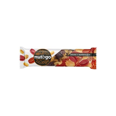 «Nut&Go», батончик с арахисом и мармеладом, 42 г (упаковка 18 шт)