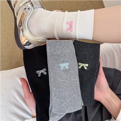 Colored embroidery, brand universal cotton knee socks, new collection, with embroidery, South Korea, internet celebrity