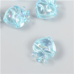 Бусина для рукоделия и плетения «Арт Узор. Сердечко с короной голубое», пластик, 2.1×1.4×2.5 см