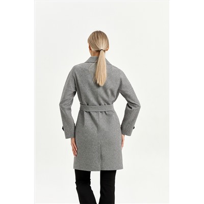 Пальто женское демисезонное 22970 (серый/ёлочка)