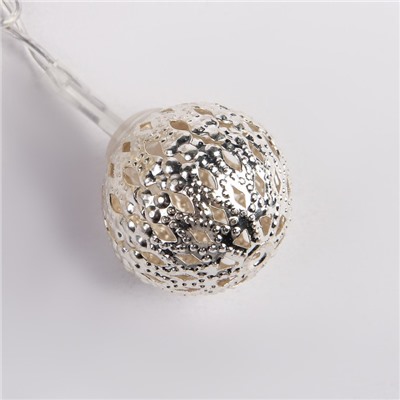 УЦЕНКА НИТЬ, 5 м, с насад.“Шарик узоры 2.5 см”, Н.С. LED-20-220V, контр. 8 режимов, БЕЛ.