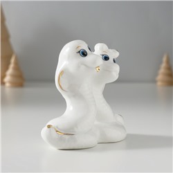 Фигурка керамика «Парочка кобр: любовь», белый с золотом, 4.5×9×8 см