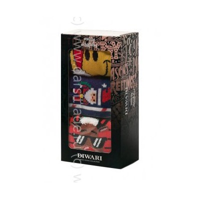 Носки комплект мужские "DiWaRi" New_Year Conte [3 пары короб] Дроп х/б