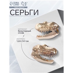 Серьги металл «Динозавры» скелет, цвет золото