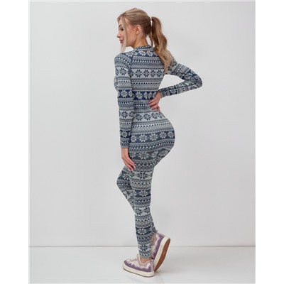 Комплект женского термобелья синего цвета 2520S