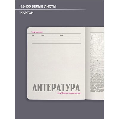Тетрадь предметная 48 листов в линейку «Зверобудни. Литература», обложка картон