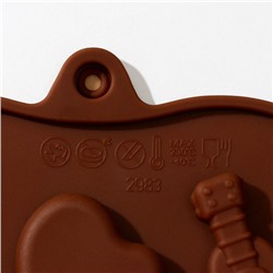 Форма для шоколада Доляна «Музыкальные инструменты», силикон, 21.5×10.5 см, 14 ячеек, коричневая