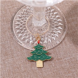 Маркеры для бокалов с подвесками "Новогодние фигурки", набор 6 штук. Металлические