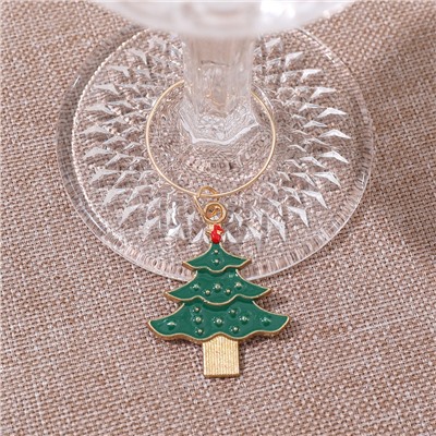 Маркеры для бокалов с подвесками "Новогодние фигурки", набор 6 штук. Металлические