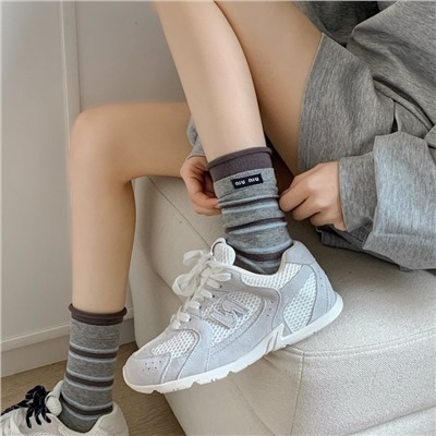 Summer cotton high quality thin knee socks, mid-length