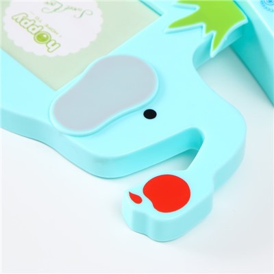 Фоторамка для фото 6×6 см «Слоник с яблочком», пластик, голубой, 18×3.9×16.3 см