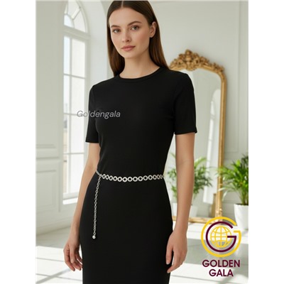 Пояс женский цепочка  с кольцами цвет серебро модель 9