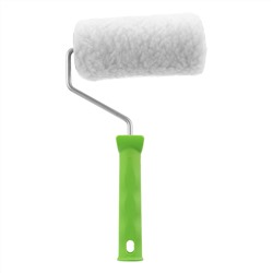 Валик с натуральным мехом, с ручкой, 150 мм, ворс 12 мм, D 48 мм, D ручки 6 мм, Сибртех