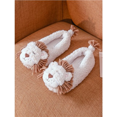 Тапочки «Львёнок» белые с задником