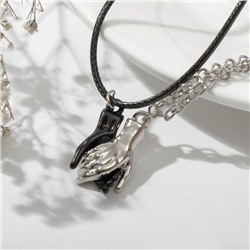 Кулоны парные «Прикосновение», на магните, 52 см, цвет чёрный/серебряный