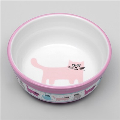Миска керамическая «Кошачья жизнь» 270 мл 12.7×5 см, розовая