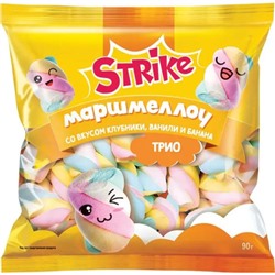 Маршмеллоу Strike trio с бананово-клубнично-сливочным вкусом, 90 г/КДВ