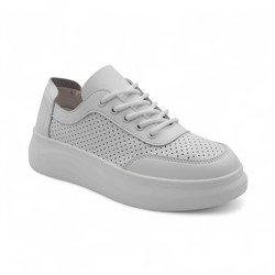 Кроссовки из натуральной кожи В97-3 белые