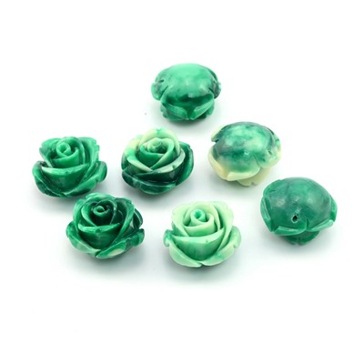 Разделитель-бусина П, Розочка  18мм, цвет зеленый, отверстие 1,2мм.