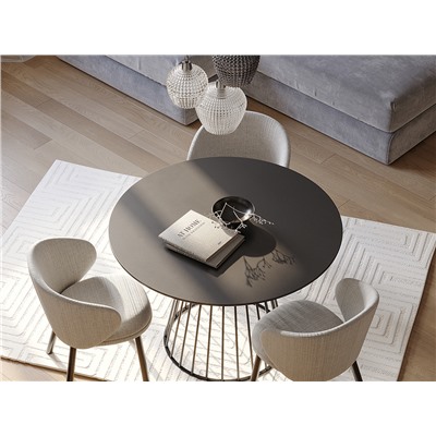 Стол обеденный Tyra, Ø110 см, белый/золотой