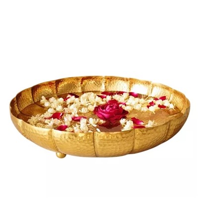 Подсвечник чаша Урли (1000 мл), Hammered Design Urli Flower Decorative Bowl for Home Decor 12 inches, произв. Behoma