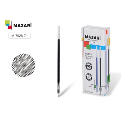Стержень гелевый 128мм 0,5мм игольчатый синий Mazari M-7928-70/50/Китай