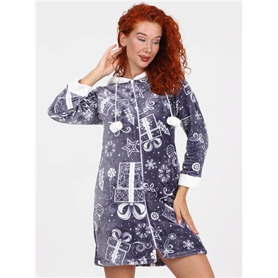 Халат Снежок снежинки серый ИвК