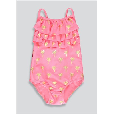 Girls Mini Me Palm Print Swimming Costume (9mths-6yrs)