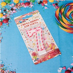 Свеча для торта Цифра Happy "7" 6*4 см, красный