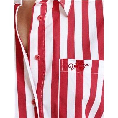 Блузка свободного силуэта в полоску из эластичного хлопка