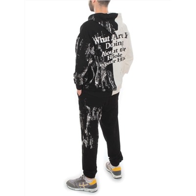 2630/7349 BLACK/WHITE Костюм спортивный мужской (75% хлопок, 20% полиэстер, 5% спандекс)