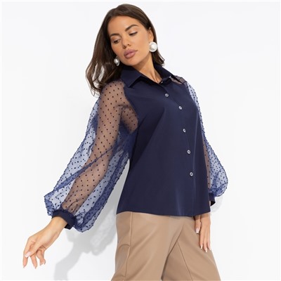 Блуза комбинированная с органзой, Теория красоты (синяя туманность)