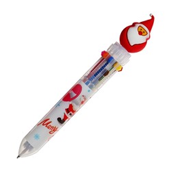 Многоцветная шариковая ручка Calligrata «Новый год», автоматическая, 10 цветов, 0.7 мм, подарочная, МИКС