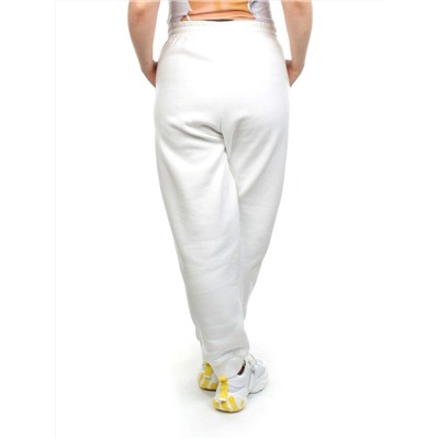 M053 WHITE Брюки спортивные женские на флисе (100% хлопок) 7986