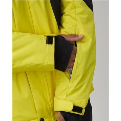 Горнолыжный костюм мужской зимний желтого цвета 02381J