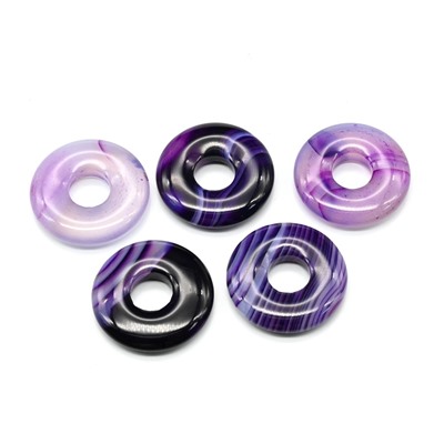 Бусина бублик из агата тонированного 18*4мм цв.фиолетовый, 1шт