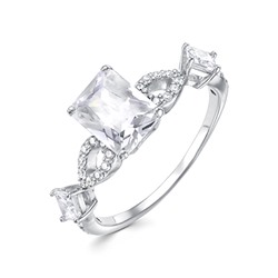 Кольцо с фианитом родированное серебро 925*