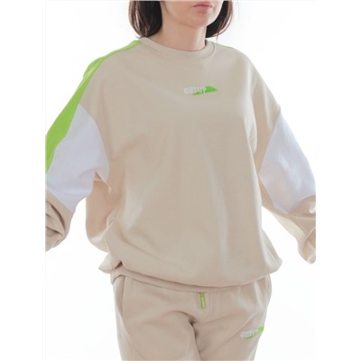 3160/3161 BEIGE/LT. GREEN Костюм спортивный женский (95% хлопок, 5% эластан)