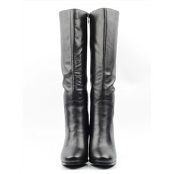 02-K91-D1 BLACK Сапоги зимние женские (натуральная кожа, натуральный мех (еврозима))