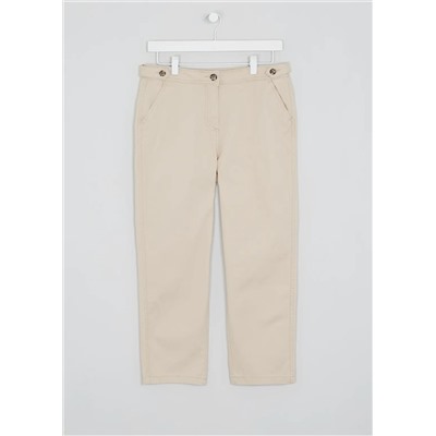 Button Tab Cropped Trousers