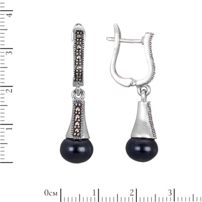 Серьги 'Колокольчик' с чёрным жемчугом ТАСН.316ЖЧN