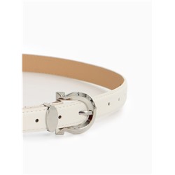 Ремень женский, 110×2.3 см, пряжка металл, серебристая, белый