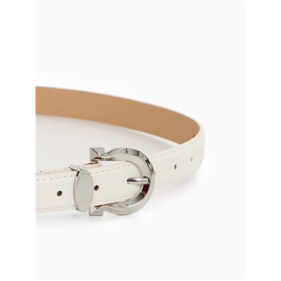 Ремень женский, 110×2.3 см, пряжка металл, серебристая, белый