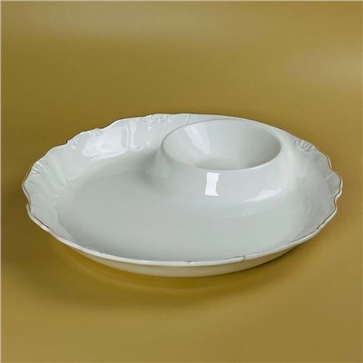 109-265 Менажница 29х4см  КРОКУС ЗОЛОТО в под.уп.(х8)Фарфор