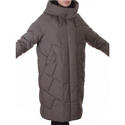 A621 GRAY/BROWN Пальто зимнее женское (200 гр. холлофайбер)