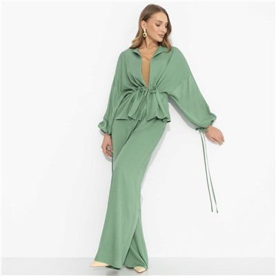 Брючный костюм из 100% вискозы, Серьезная леди (2 в 1, шалфей)