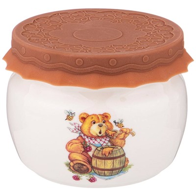 БАНКА С СИЛИКОНОВОЙ КРЫШКОЙ "МЕД" 500 МЛ (КОР=24ШТ.)