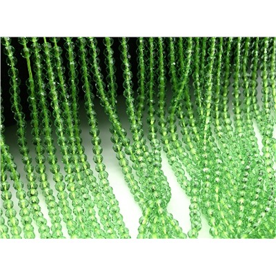 Бусины из шпинели шарик гр.3мм цв.зеленый светлый, 36см, 130 бусин