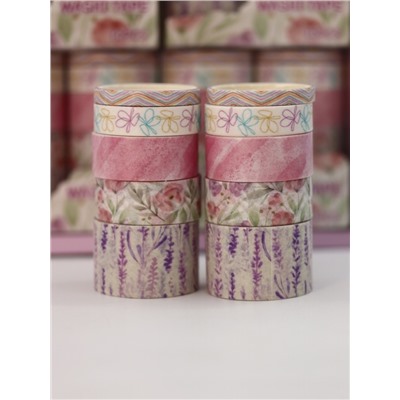 Набор декоративного скотча 10 шт. "Flower power", pink, шоу-бокс 8 шт.