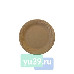 Тарелка бумажная d=180мм, цвет крафт, 1/50